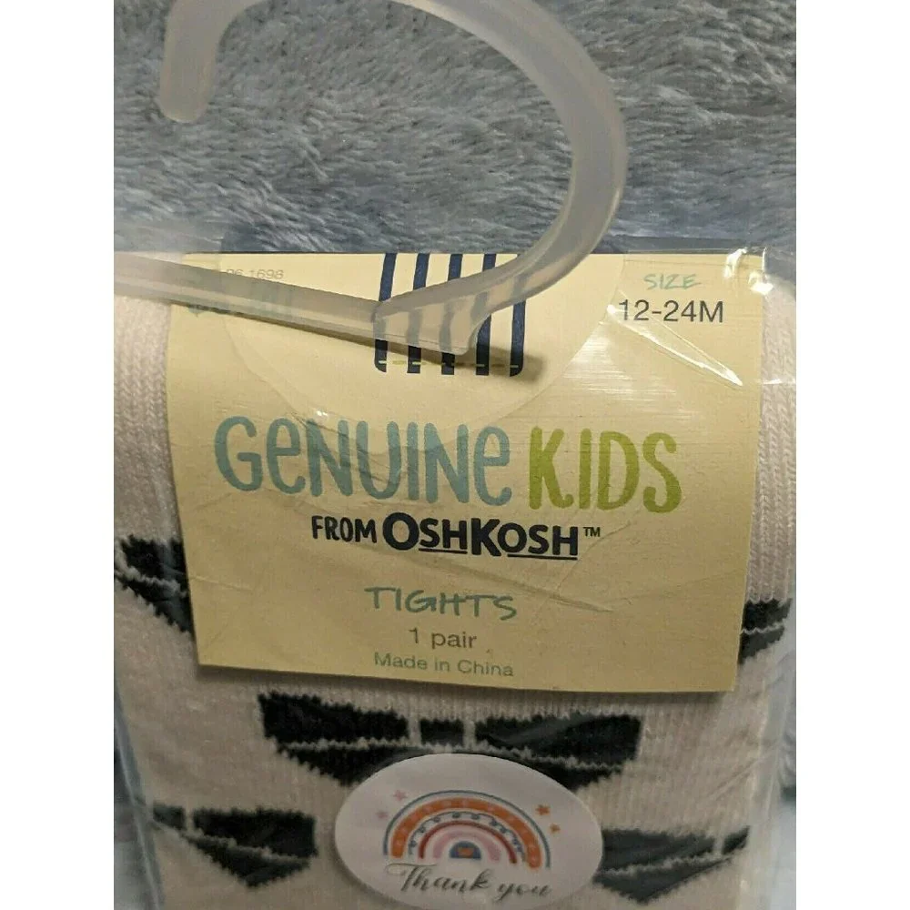New! Genuine Kids Black Bow Cream Footed Tights 12-24m